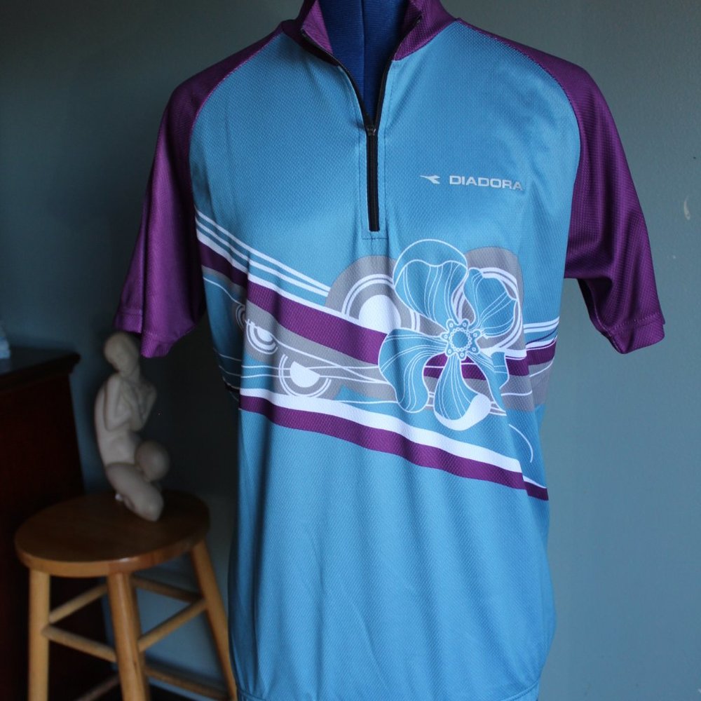 Floral Polyester Cycling Top ~L~